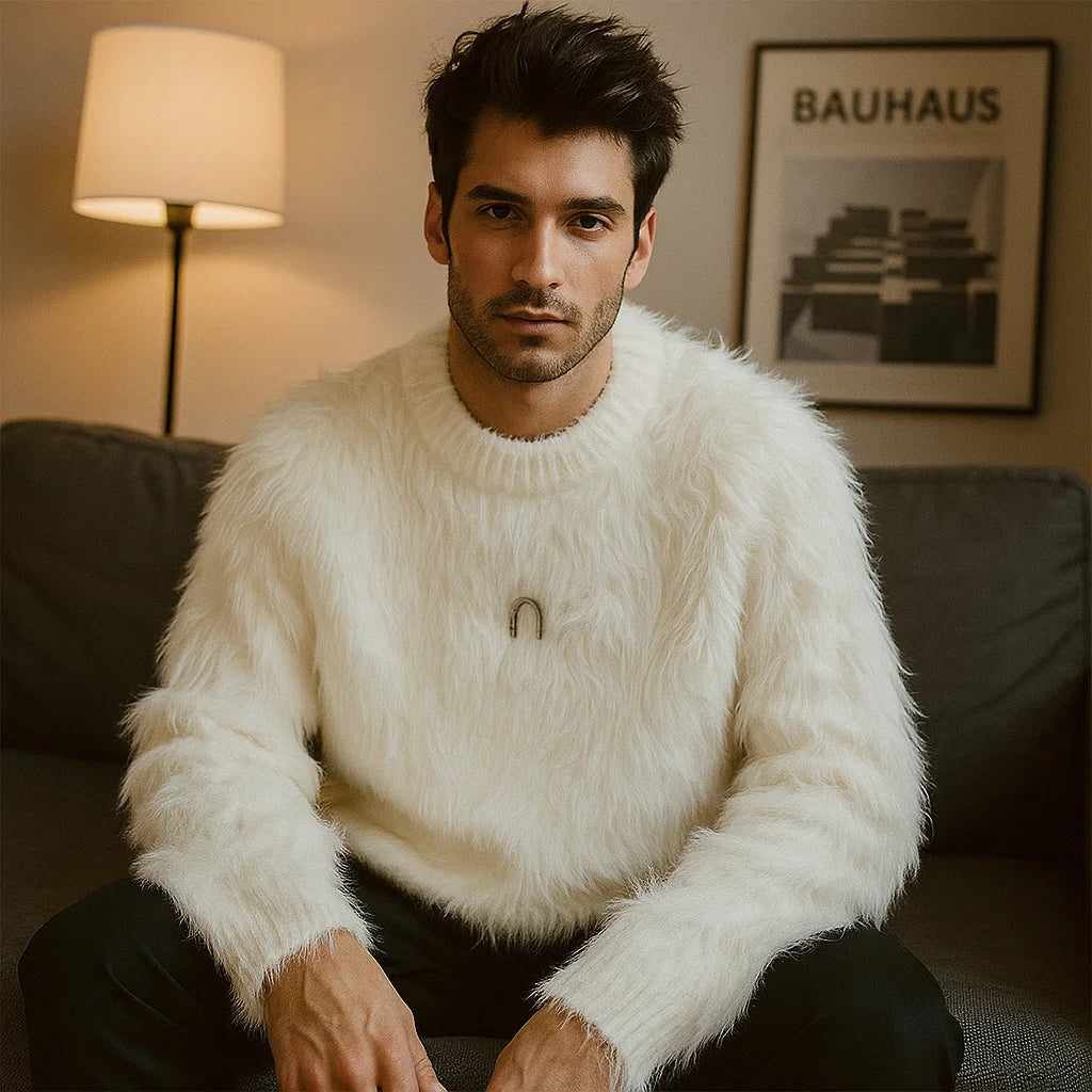Men’s Mink Sweater – American Retro Loose Thick Winter Pullover