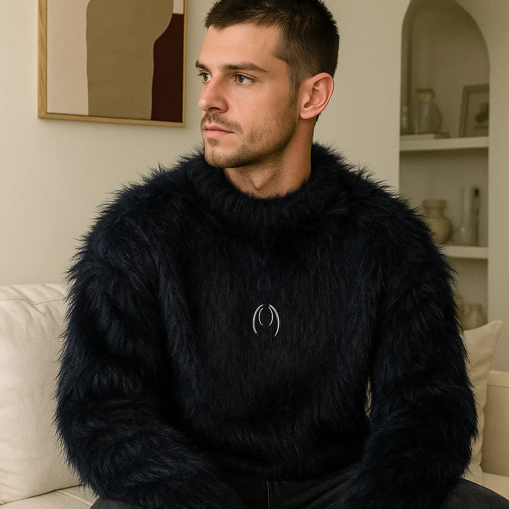 Men’s Mink Sweater – American Retro Loose Thick Winter Pullover