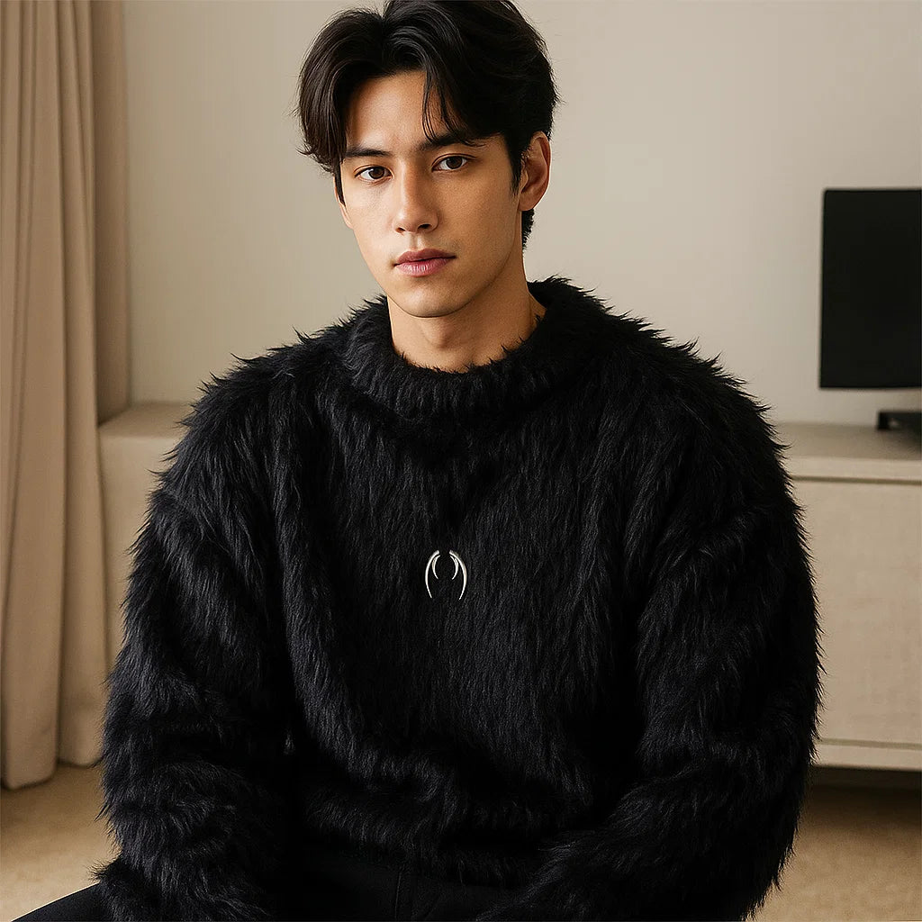 Men’s Mink Sweater – American Retro Loose Thick Winter Pullover