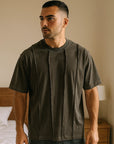 Men’s High Street Retro Patchwork T-Shirt – American Loose-Fit Cotton Short Sleeve