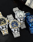 Men’s Oval Dial Quartz Watch – 49mm Stainless Steel