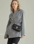 Women's Genuine Leather Crossbody Bag – Stylish Two-Tone Shoulder Bag – Compact & Functional
