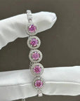 2.5 Carat Pink Moissanite Tennis Bracelet – Lab-Created Luxury – Hypoallergenic Sterling Silver