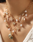 Women’s Ocean Pearl Tassel Necklace – Starfish & Shell Beach-Inspired Statement Piece