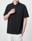 Poloshirt mit Perlenprägung für Herren – Lässiges Hemd mit überschnittenen Schultern und Cartoon-Print – Komfortable Baumwollmischung