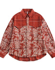Women's Washed Cotton Lapel Shirt – Brick Red Long Sleeve Top