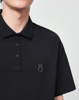 Poloshirt mit Perlenprägung für Herren – Lässiges Hemd mit überschnittenen Schultern und Cartoon-Print – Komfortable Baumwollmischung