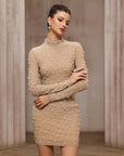 Sexy Tassel Rhinestone Mesh Pearl Sheath Dress