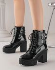 Bottes de combat à talons épais pour femmes - Talon épais de 6 à 8 cm