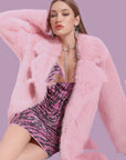 Women’s Mid-Length Faux Fur Coat – Thickened Plush Winter Outerwear