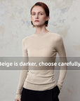 Women 95% Fine-Spun Wool Slim Fit Sweater – Lightweight Round Neck Long Sleeve Pullover Knit Top