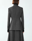 Women’s Gray Double-Breasted Suit Jacket