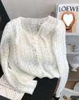 Women’s Fashionable Soft Mohair Knitted Sweater – Hollow Out Casual Style