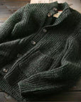 Men’s Thick Wool Batwing-Sleeve Cardigan – Plus-Size Casual Knitwear Sweater