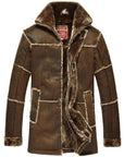 Men’s Mid-Length Leather Jacket – Rugged Elegance in Camel, Chocolate & Bronze