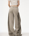 Pantalon large en velours côtelé pour femme – Coupe droite, taille naturelle (taille unique pour la plupart des tenues)