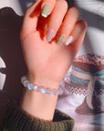 ๐ Women's Natural Blue Moonstone Bracelet โ Healing Crystal Jewelry (6-10mm) โ Boho Chic Spiritual Gift