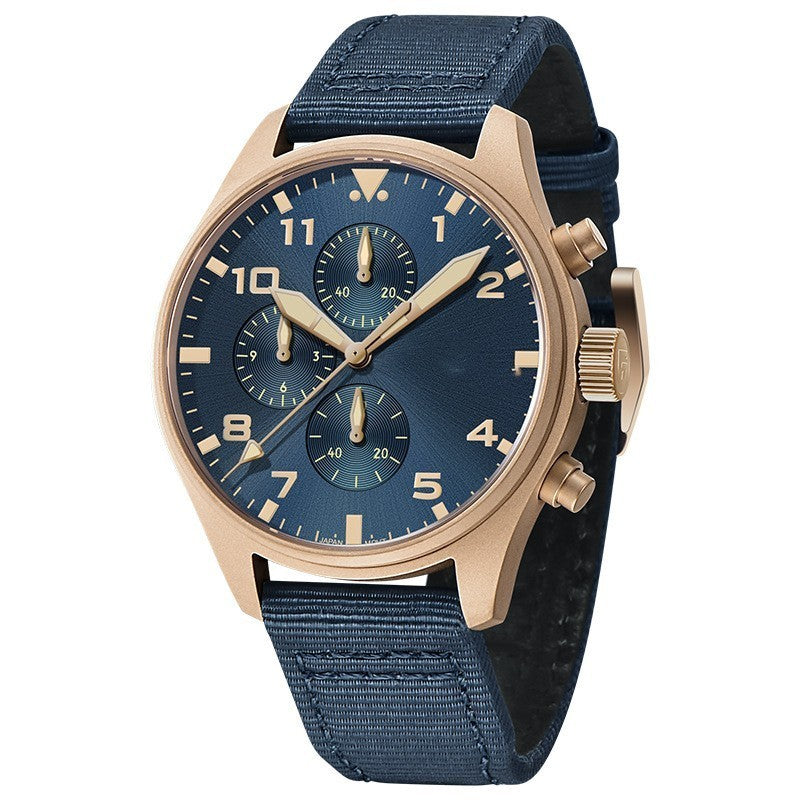 Men's Luminous Sapphire Watch – 100M Waterproof Quartz Timepiece (Blue/Green/Black) – Night Glow Feature