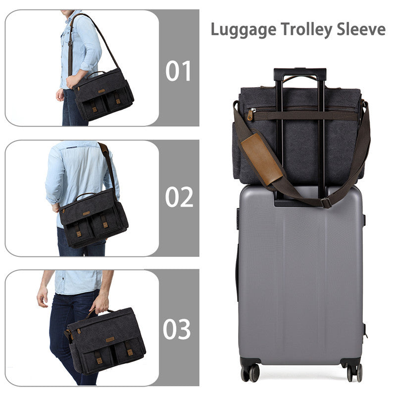 👜 Vintage Men's Shoulder Bag – Frosted PU Leather | Distressed Gray-Camel | Crossbody Styling