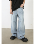 Loose Straight Cut Cotton Blend Jeans