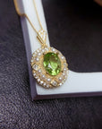 Women’s Natural Olivine Pendant – S925 Sterling Silver Korean Style Jewelry