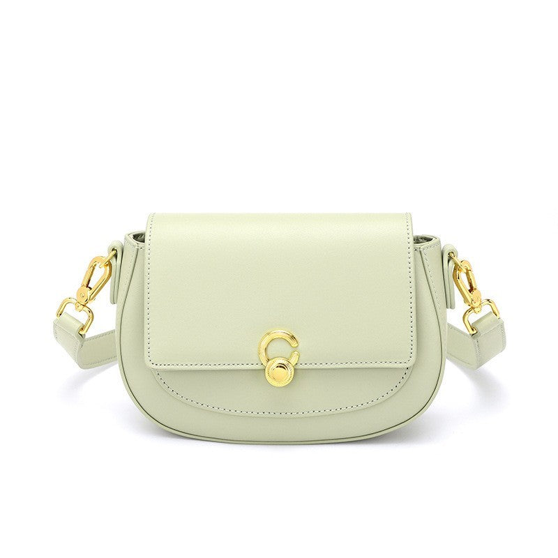 Women’s Two-Layer Cowhide Shoulder Bag – Shell-Shaped Genuine Leather Handbag