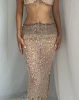 Women’s Sequin & Tulle Two-Piece Set – Glamorous Strappy Top + Flowy Skirt
