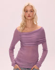 One-shoulder Cold-shoulder Woolen Knit T-shirt Slim Fit