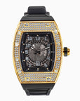 Montre à quartz pour homme avec bracelet en silicone et diamants