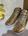 Nightclub boots bright face personality Martin boots men's casual high-top shoes retro gold boots