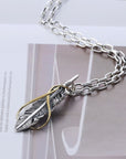 Pendentif plume en argent thaïlandais pour homme et femme