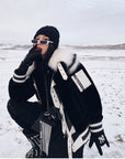 Women’s Tuscan Faux Shearling Jacket – Faux Fur Lapel Commuter Style