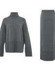 Women’s Loose Sweater & Split Skirt Set – Effortless Elegance for the Modern Socialite