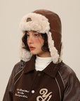 Women’s Warm Vintage Leather Pilot Hat – Retro Dome Style