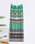 Women’s Summer Pleated Long Skirt - Hand-Painted Print Polyester Maxi Skirt