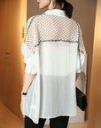 Women’s Summer Chiffon Hollow Lace Shirt – Sexy Single-Breasted Cardigan Blouse