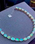 ๐ Women's 18K Gold Plated Opal Bracelet โ Natural Fire Opal & Sterling Silver (4x6mm Stones)