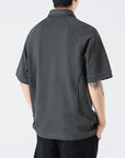 Übergroßes schweres Herren-T-Shirt – locker sitzendes T-Shirt aus Baumwollmischung mit Buchstabenstickerei (Dunkelbraun/Weiß/Grau) – amerikanischer Retro-Stil (M-4XL)