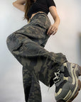 Women’s High-Street Camouflage Jeans – Loose Fit with Urban Edge