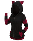 Women’s Thickened Cat Ear Zipper Hoodie – Playful Comfort Meets Cozy Streetwear