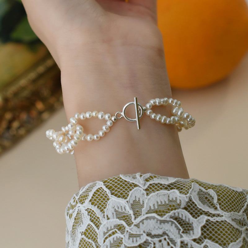 🌸 Women's Natural Freshwater Pearl Bracelet – 3mm White Pearls (925 Sterling Silver) – Timeless Elegance