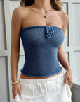Women’s Hot Girl Tube Top Woolen Vest – Slim Fit Floral Knit Style
