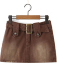Spring Summer Pure Desire Metal Buckle Belt Short Skirt