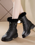 Women's Winter Snow Boots - Low Top Thermal Plush Lined (Black/White) ❄️