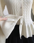 Women's Embroidered Bow Twist Knitted Cardigan