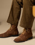 Men’s Handmade Retro Suede Leather Elevator Boots – Genuine Cowhide Height-Increasing Design