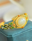 Hetian Jade Blessing Bracelet – S925 Silver Inlaid Egg Noodle Lock