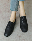 👢✨ Deep Mouth Lace-Up Leather Shoes – Modern Vintage Statement