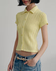 Women's Knit Set – Flip Collar Cardigan + Ice Silk Tee