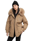 Women’s Fleece-Lined Thickened Cotton Coat – Slim Fit Warm Fur Collar Jacket